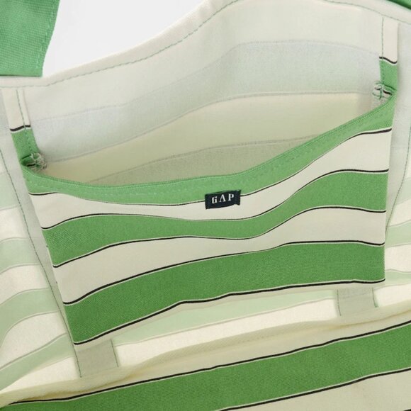 GAP Green Canvas Stripe Tote Bag/NWT - Picture 4 of 11